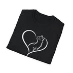 Cat Heart T-Shirt — Minimal Silhouette Cat Lover Tee