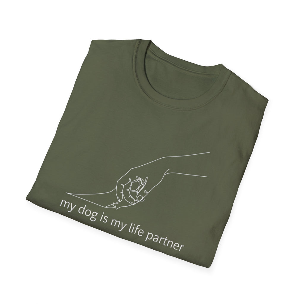 Dog Lover T-Shirt — "My Dog Is My Life Partner" Minimal Line Art