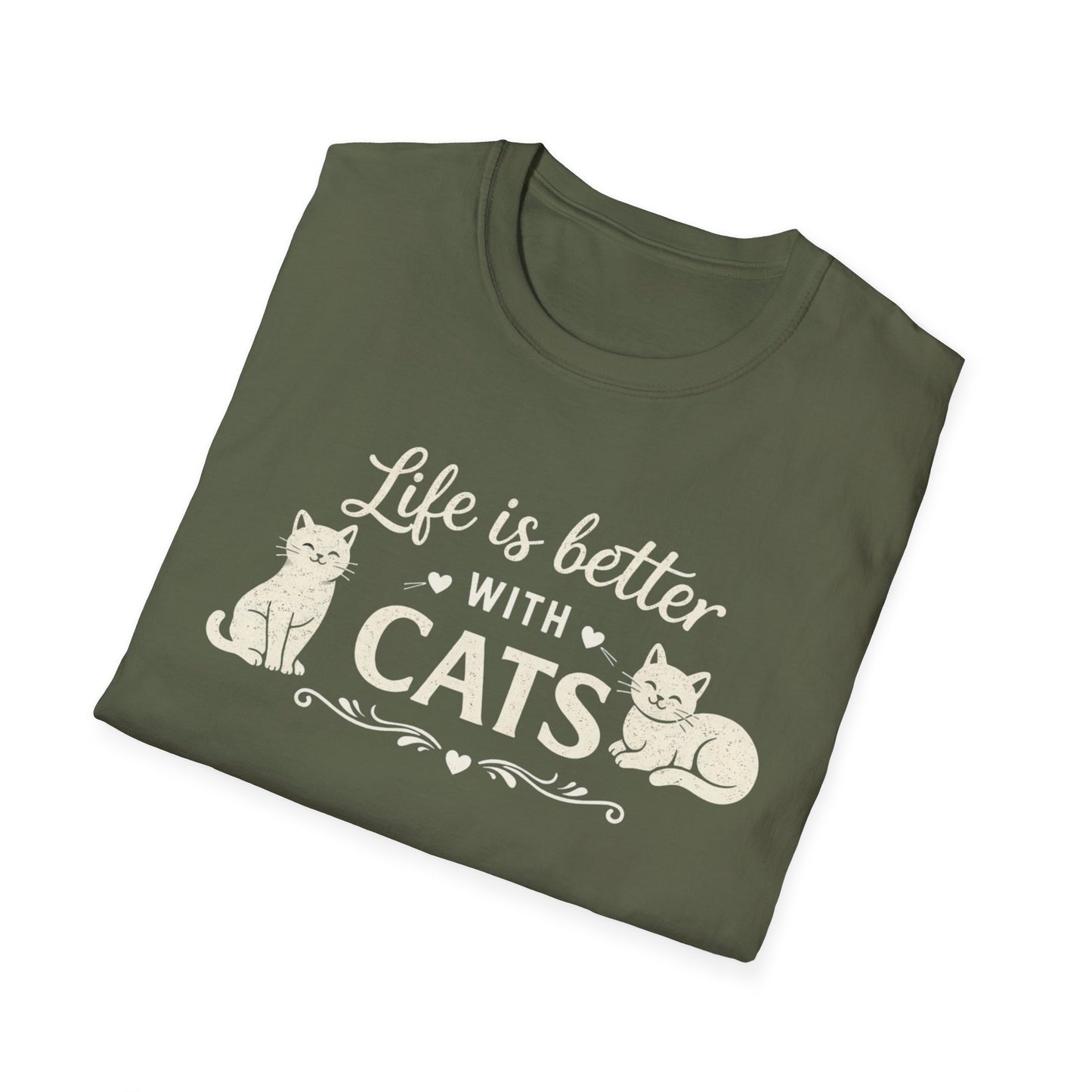 Camiseta "La vida es mejor con gatos" — Camiseta linda para amantes de los gatos