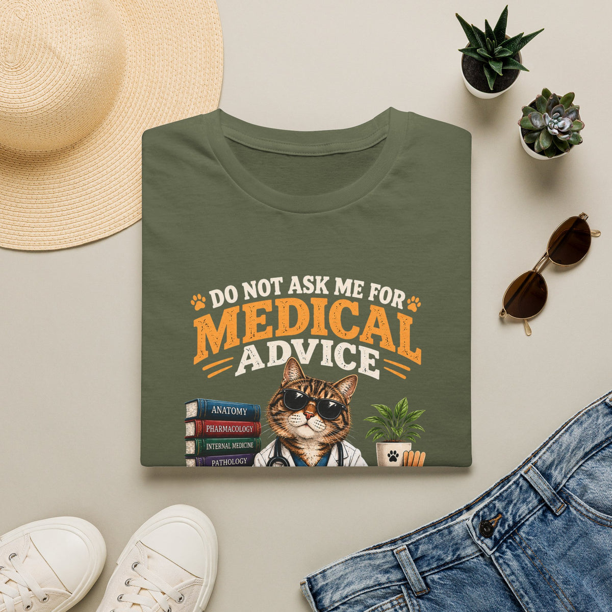 Cat Doctor T-Shirt — "Do Not Ask Me for Medical Advice, You Will End Up With a New Cat" Funny Vet Cat Tee