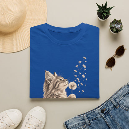 Cat Dandelion T-Shirt — Cute Cat Blowing Dandelion Graphic Tee
