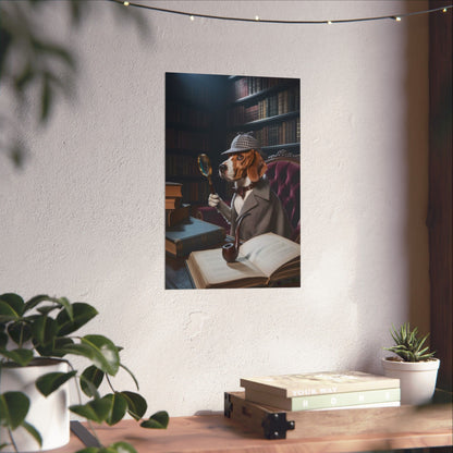 Detective Beagle Matte Poster — Vintage Library Dog Wall Art