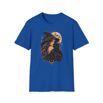 Witch & Black Cat Moon T-Shirt — Mystical Halloween Graphic Tee