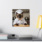Póster de gato chef: adorable gato siamés con traje de chef, arte mural vertical mate