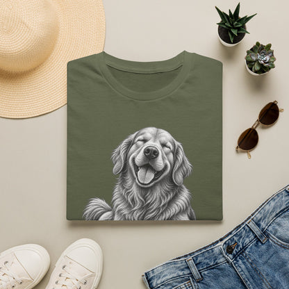 Golden Retriever Portrait T-Shirt — Smiling Dog Graphic Tee for Dog Lovers