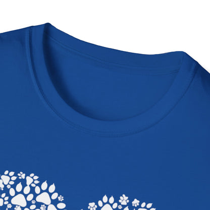 Paw Heart T-Shirt — White Doodle Paw Heart Graphic Tee
