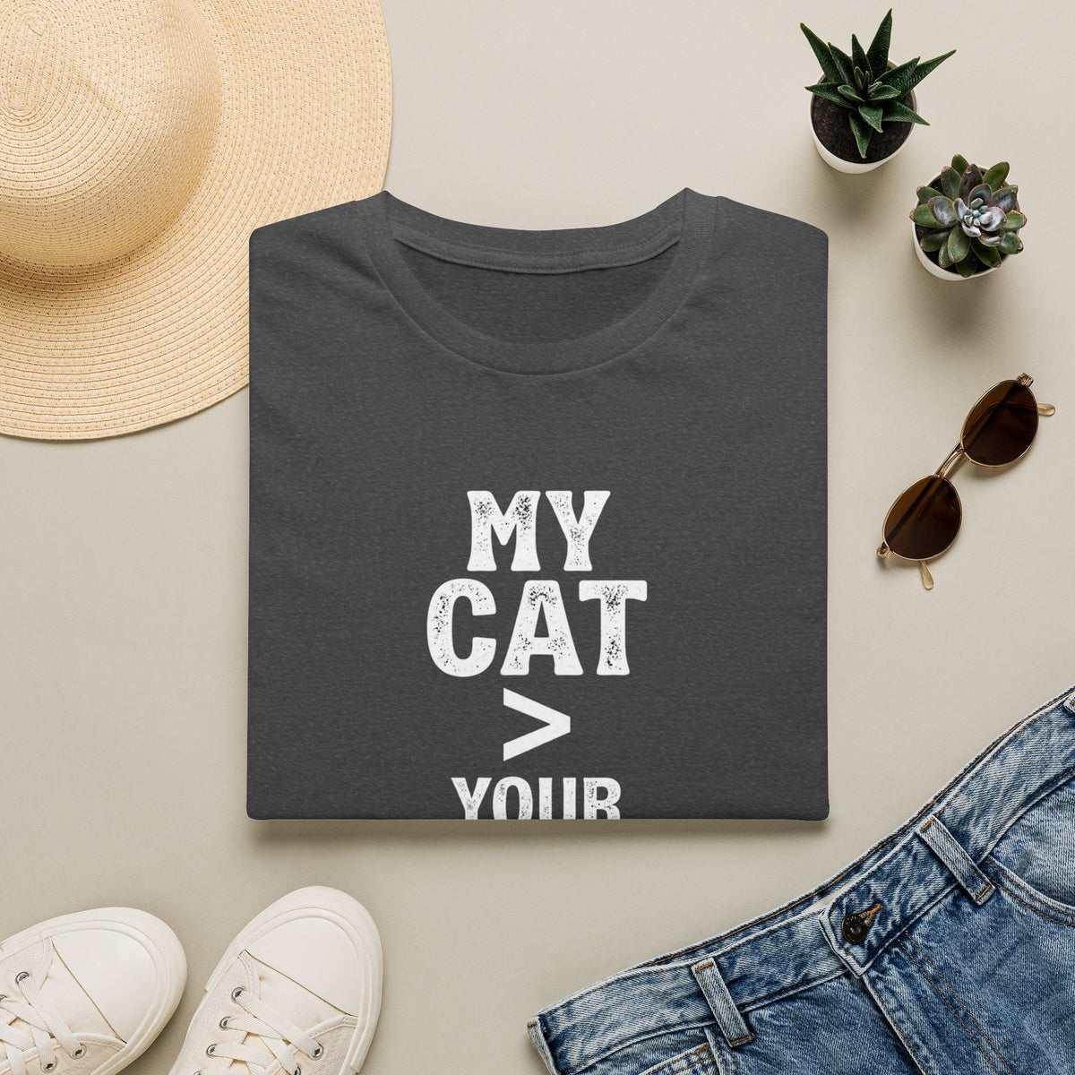 Cat Lover T‑Shirt — "My Cat > Your Opinion" Funny Pet Apparel