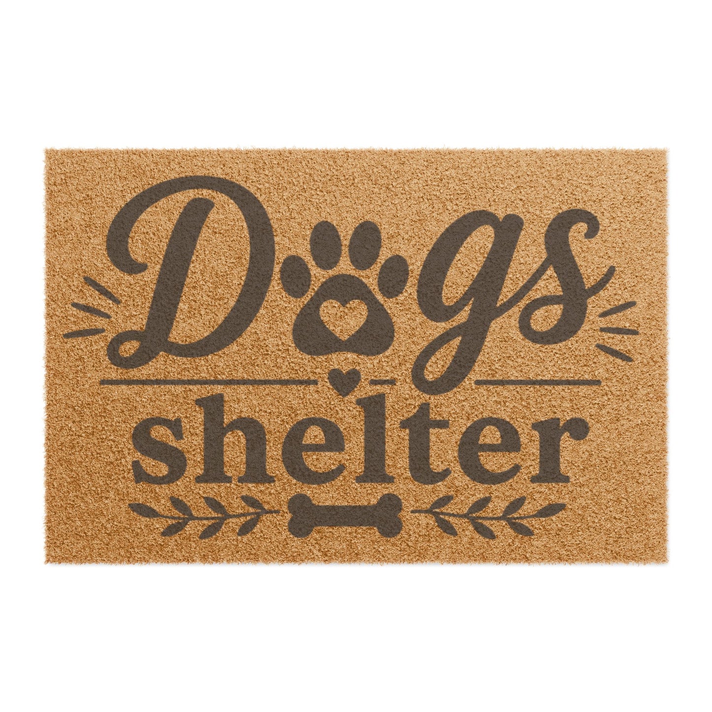Doormat - "Dogs Shelter" Paw Print Coir Welcome Mat for Dog Lovers & Pet Shelters
