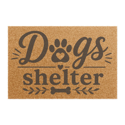 Doormat - "Dogs Shelter" Paw Print Coir Welcome Mat for Dog Lovers & Pet Shelters