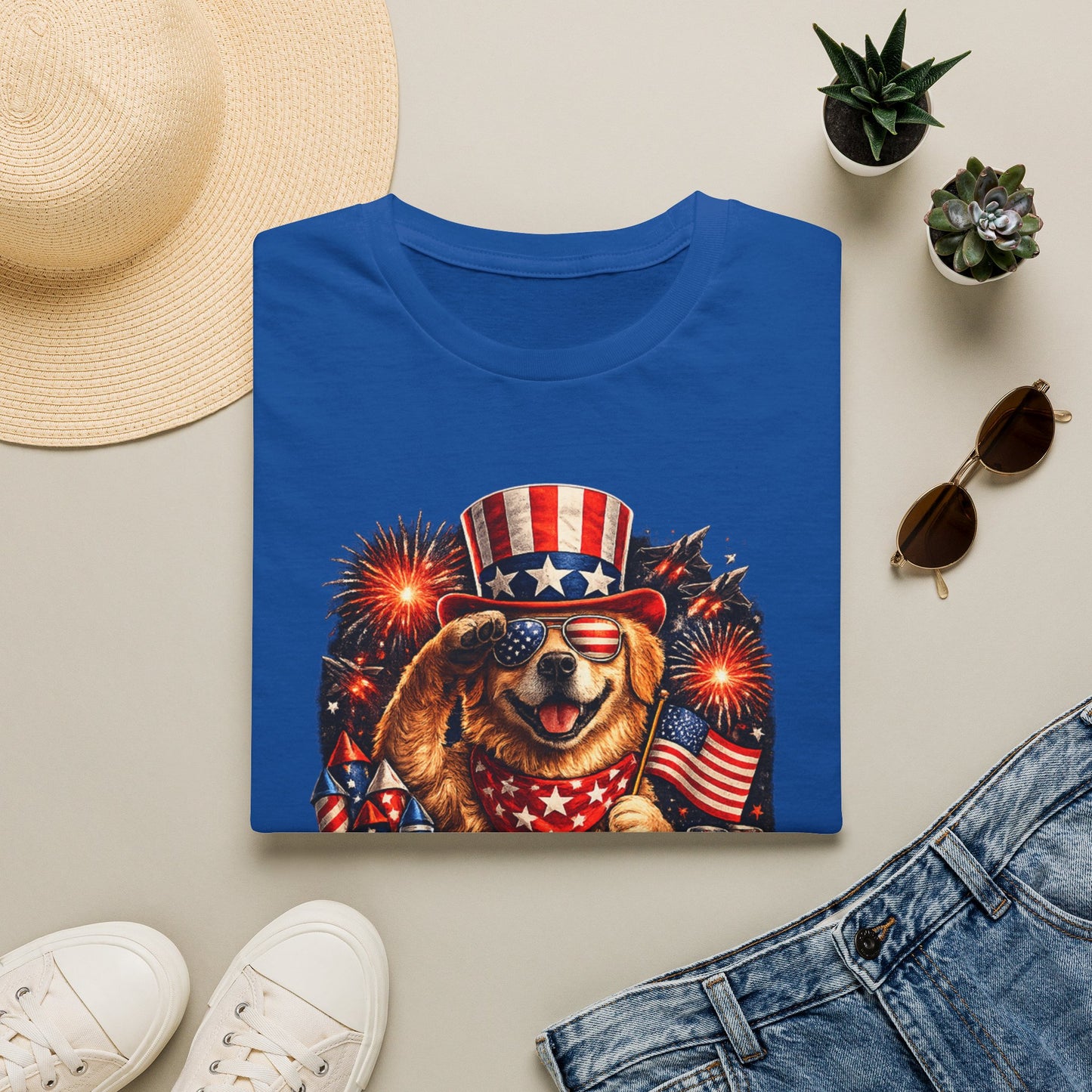 Patriotic Dog T-Shirt — "Paws & Stripes Forever" 4th of July Tee
