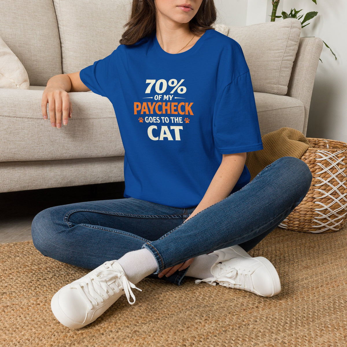 T-Shirt — "70% Of My Paycheck Goes To The Cat" Funny Cat Lover Shirt