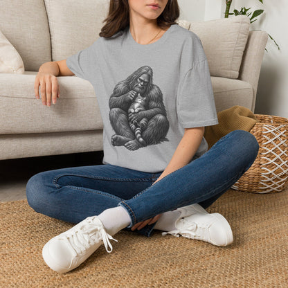 Bigfoot & Kitten T-Shirt — Cute Sasquatch Holding Cat Graphic Tee