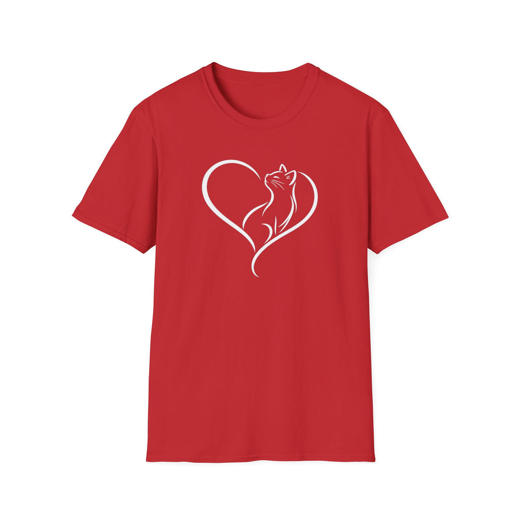 Cat Heart T-Shirt — Minimal Silhouette Cat Lover Tee