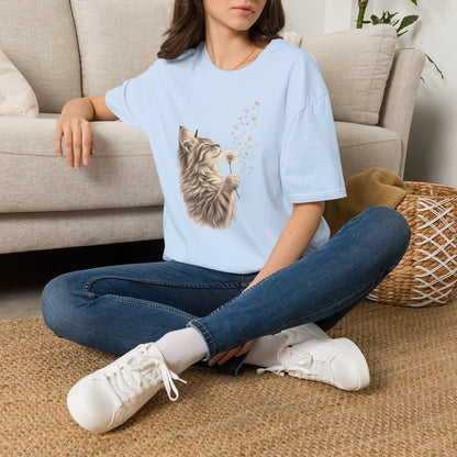 Cat Dandelion T-Shirt — Cute Cat Blowing Dandelion Graphic Tee