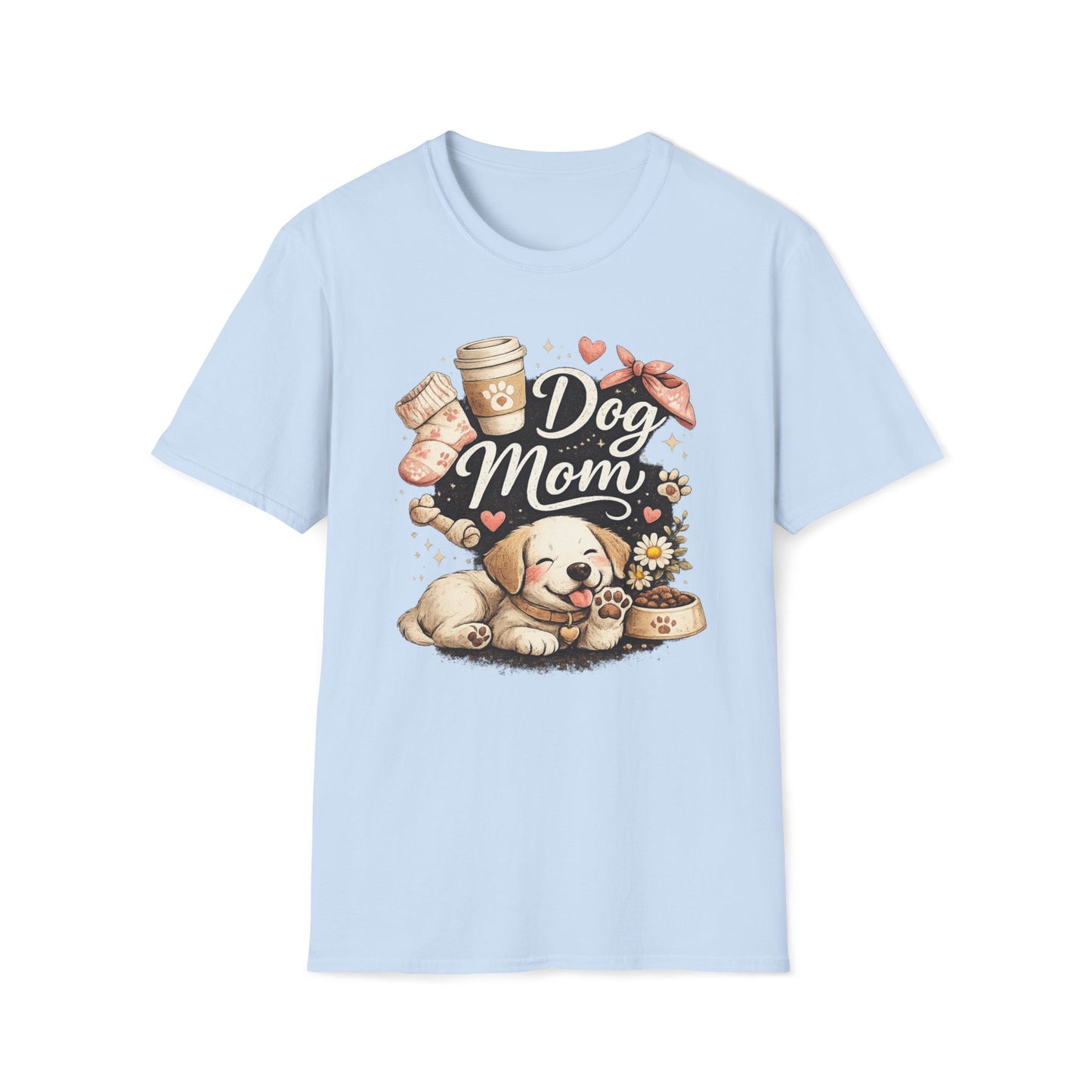 Dog Mom T-Shirt — Cute Puppy, Coffee & Floral Design