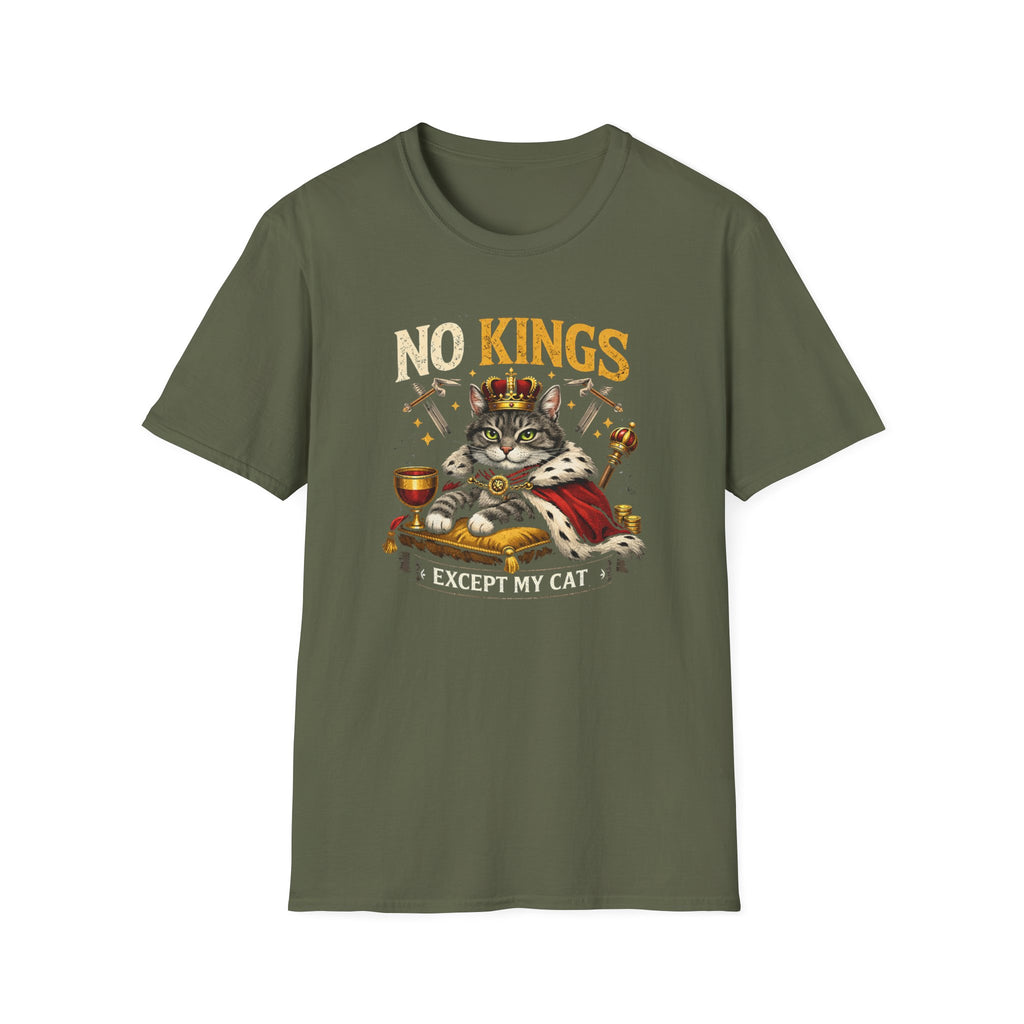 No Kings Except My Cat T-Shirt — Funny Cat Royalty Tee for Cat Lovers