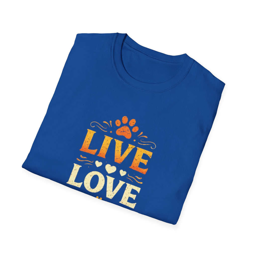 Live Love Bark T-Shirt — Funny Dog Lover Tee with Paw Prints