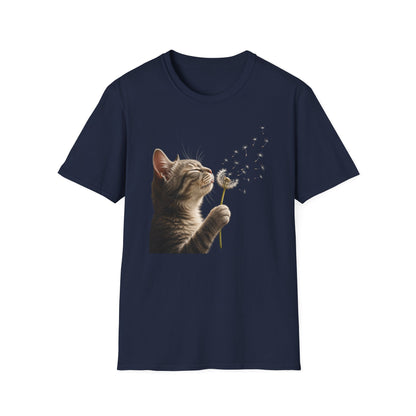 Cat Dandelion T-Shirt — Cute Kitten Blowing Dandelion Graphic Tee