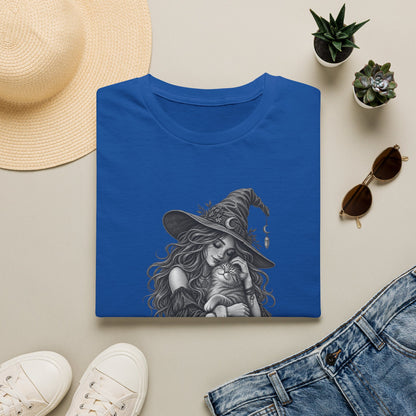 Witch and Cat Graphic T-Shirt — Cozy Gothic Halloween Tee