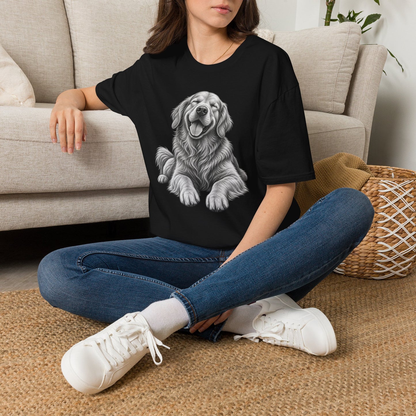 Golden Retriever Portrait T-Shirt — Smiling Dog Graphic Tee for Dog Lovers