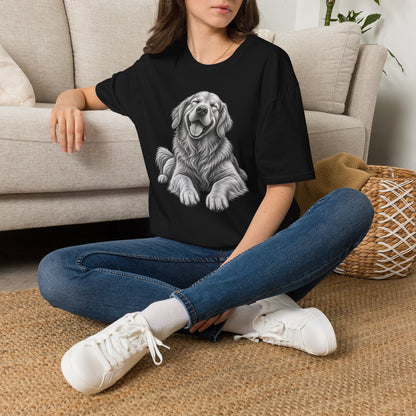 Golden Retriever Portrait T-Shirt — Smiling Dog Graphic Tee for Dog Lovers