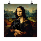 Póster mate de Mona Lisa con gato negro — Impresión artística vintage