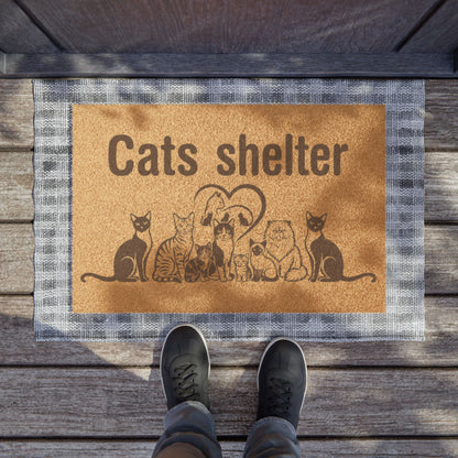 Cat Shelter Coir Doormat — Welcome Mat for Animal Rescue & Cat Lovers
