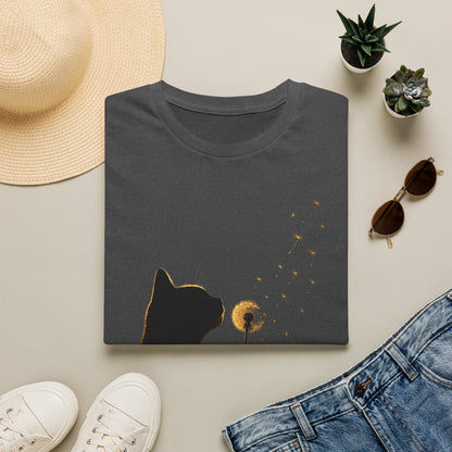 Cat Silhouette Dandelion Tee — Whimsical Night Cat T-Shirt