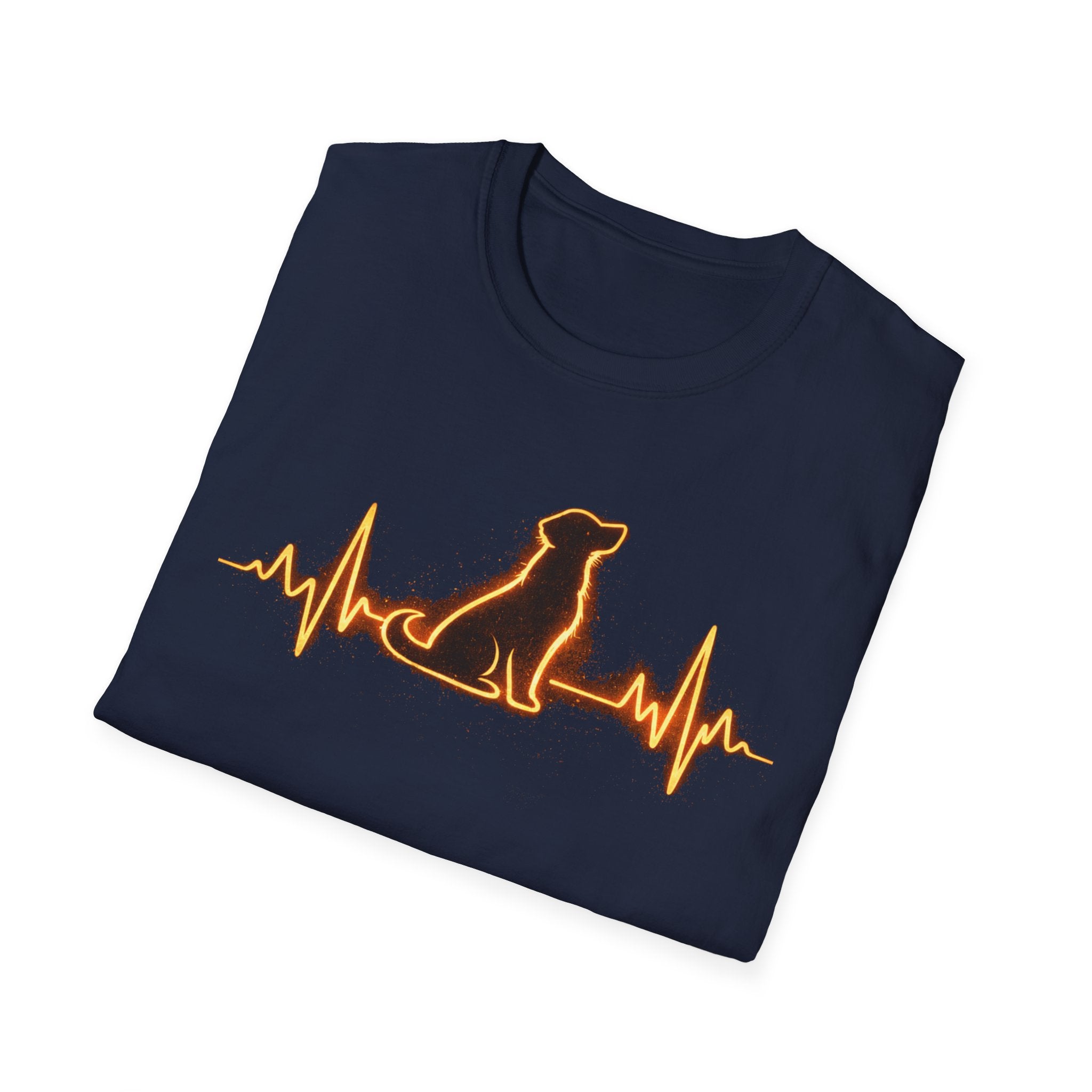 Dog Heartbeat T-Shirt — Neon Dog ECG Graphic Tee
