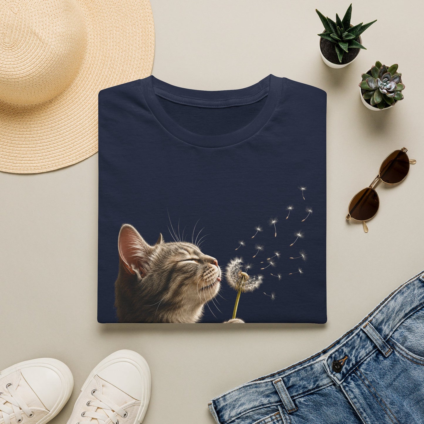 Cat Dandelion T-Shirt — Cute Kitten Blowing Dandelion Graphic Tee