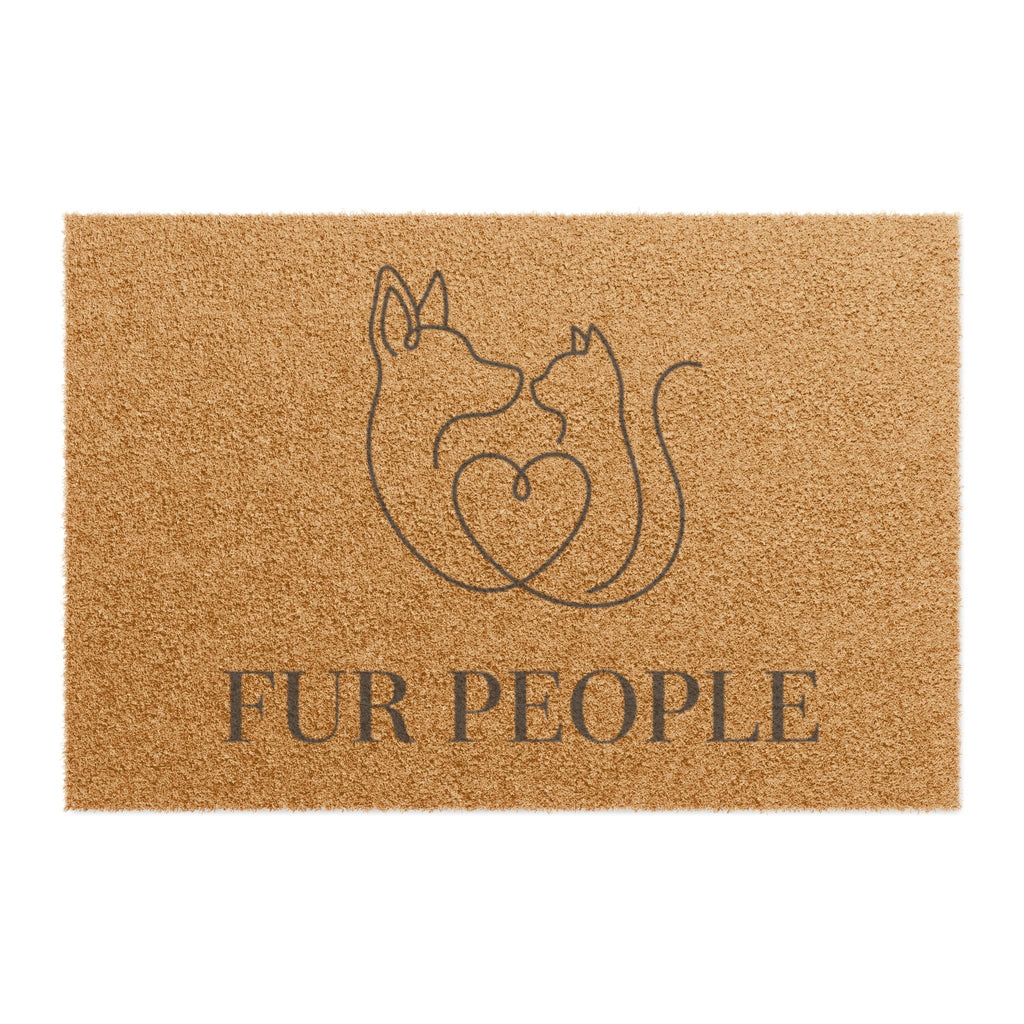 Doormat — 'Fur People' Pet Welcome Mat with Cat & Dog Heart Design