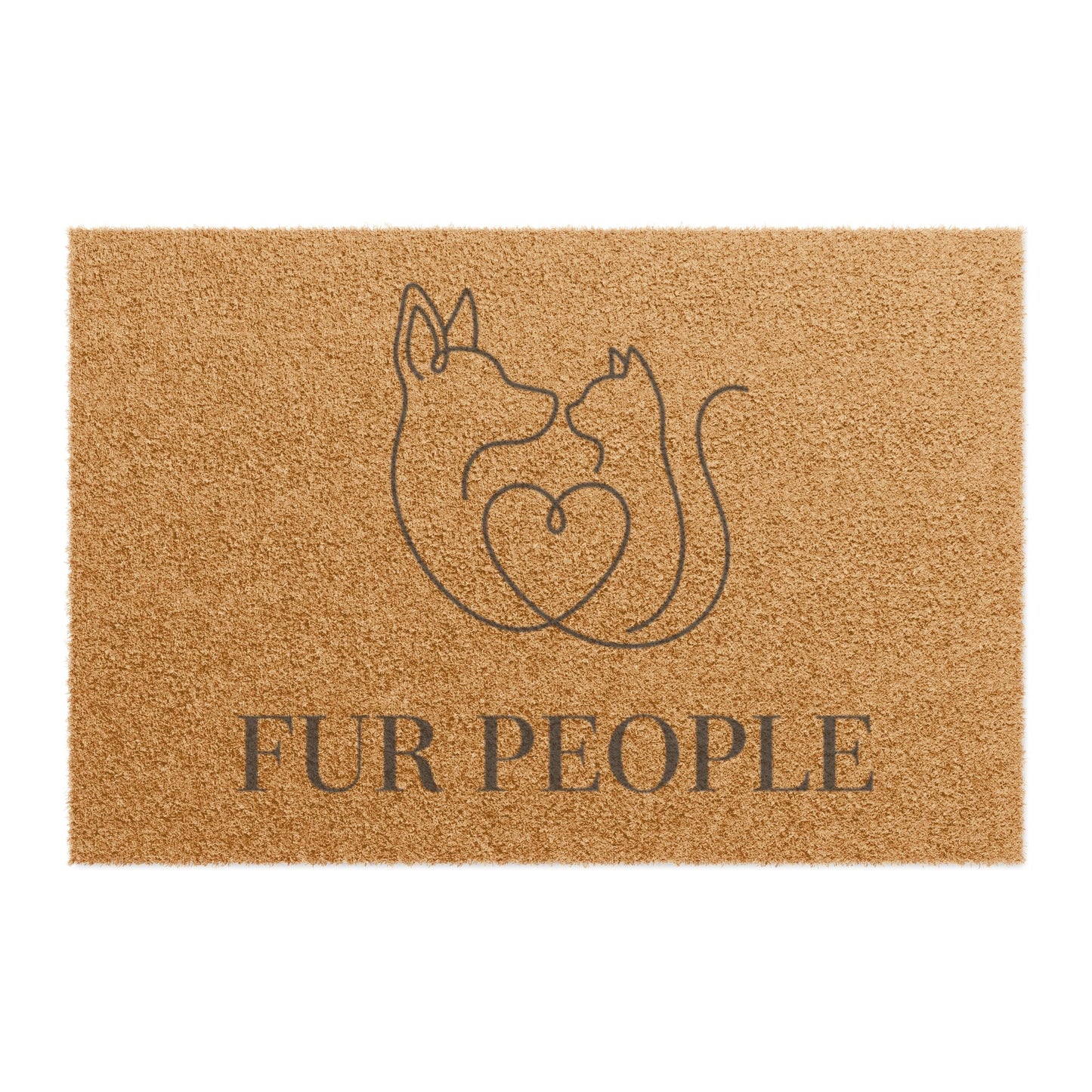 Doormat — 'Fur People' Pet Welcome Mat with Cat & Dog Heart Design