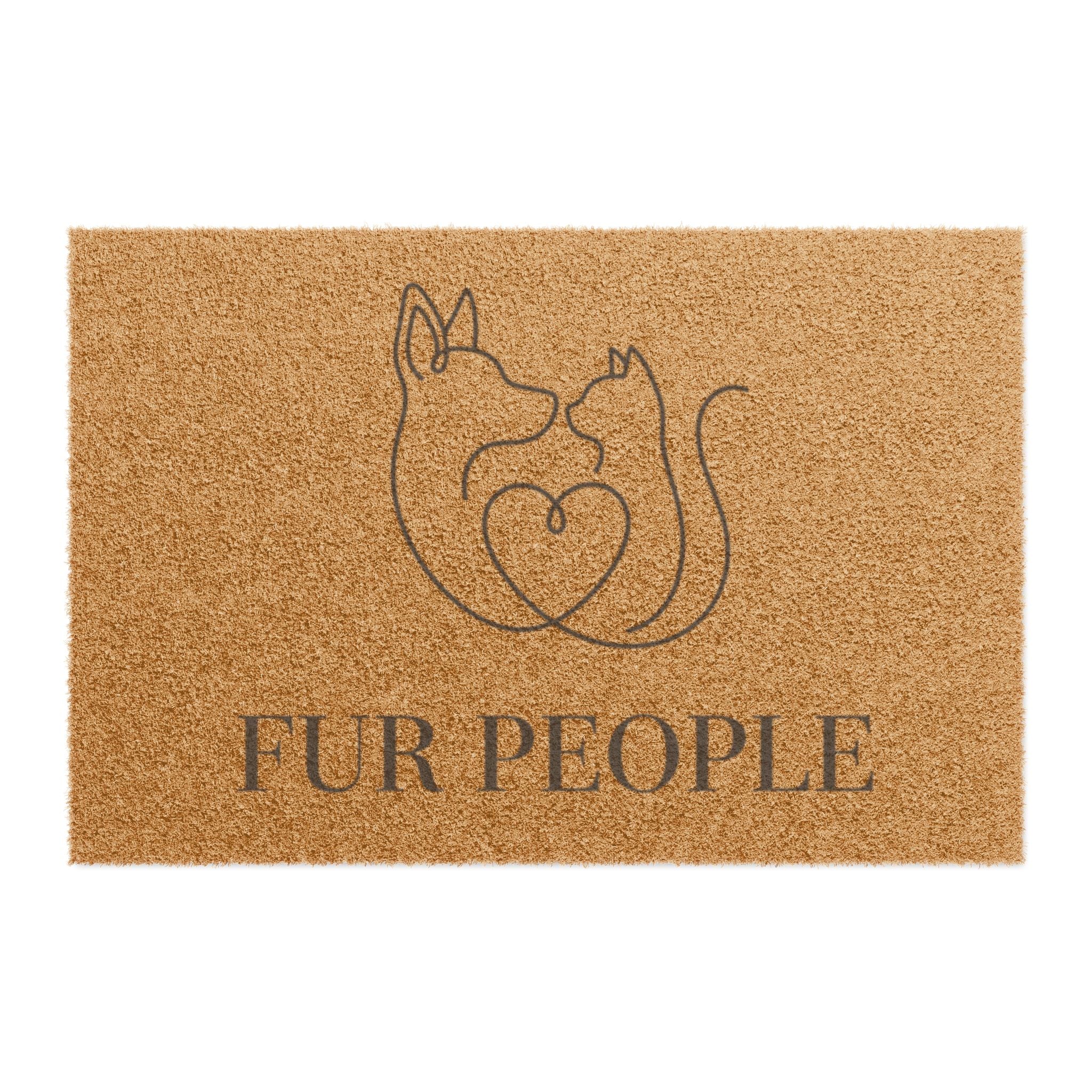 Doormat — 'Fur People' Pet Welcome Mat with Cat & Dog Heart Design