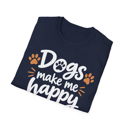 Dogs Make Me Happy T-Shirt — Cute Paw Print Dog Lover Tee