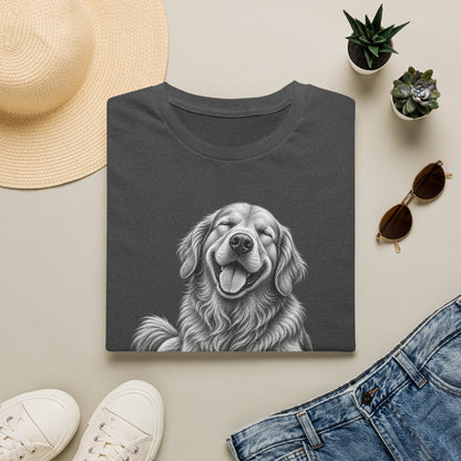 Golden Retriever Portrait T-Shirt — Smiling Dog Graphic Tee for Dog Lovers