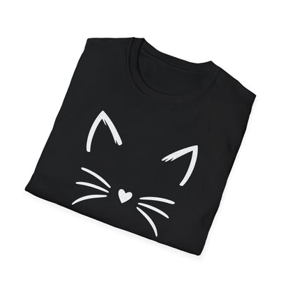 Camiseta con cara de gato y nariz de corazón: una linda camiseta con gráficos minimalistas para amantes de los gatos