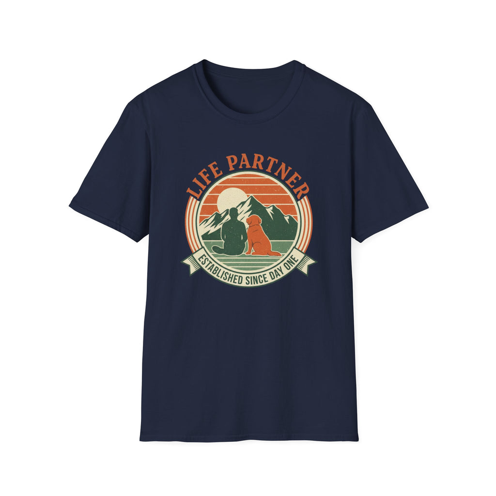 Life Partner Dog T-Shirt — "Established Since Day One" Retro Camping Tee