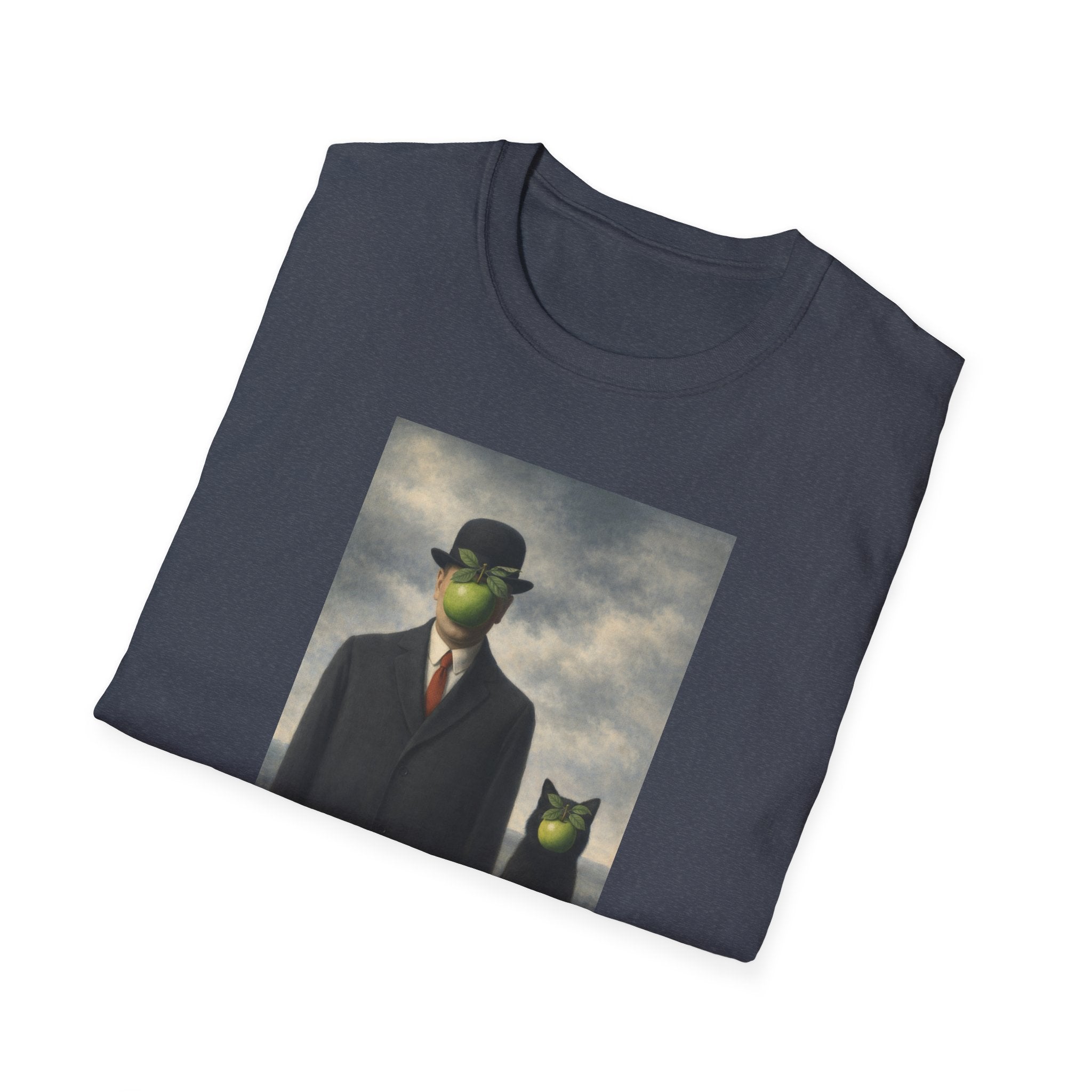 Surreal Magritte-Inspired Man with Apple T-Shirt — Vintage Surrealist Art Tee