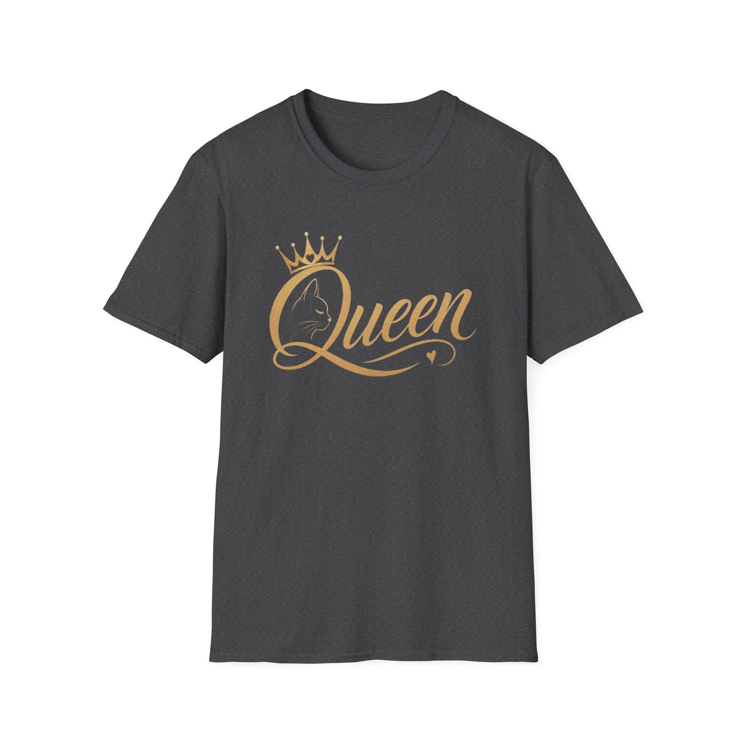 Queen cat lover T‑Shirt — Gold Crown Feminine Graphic Tee