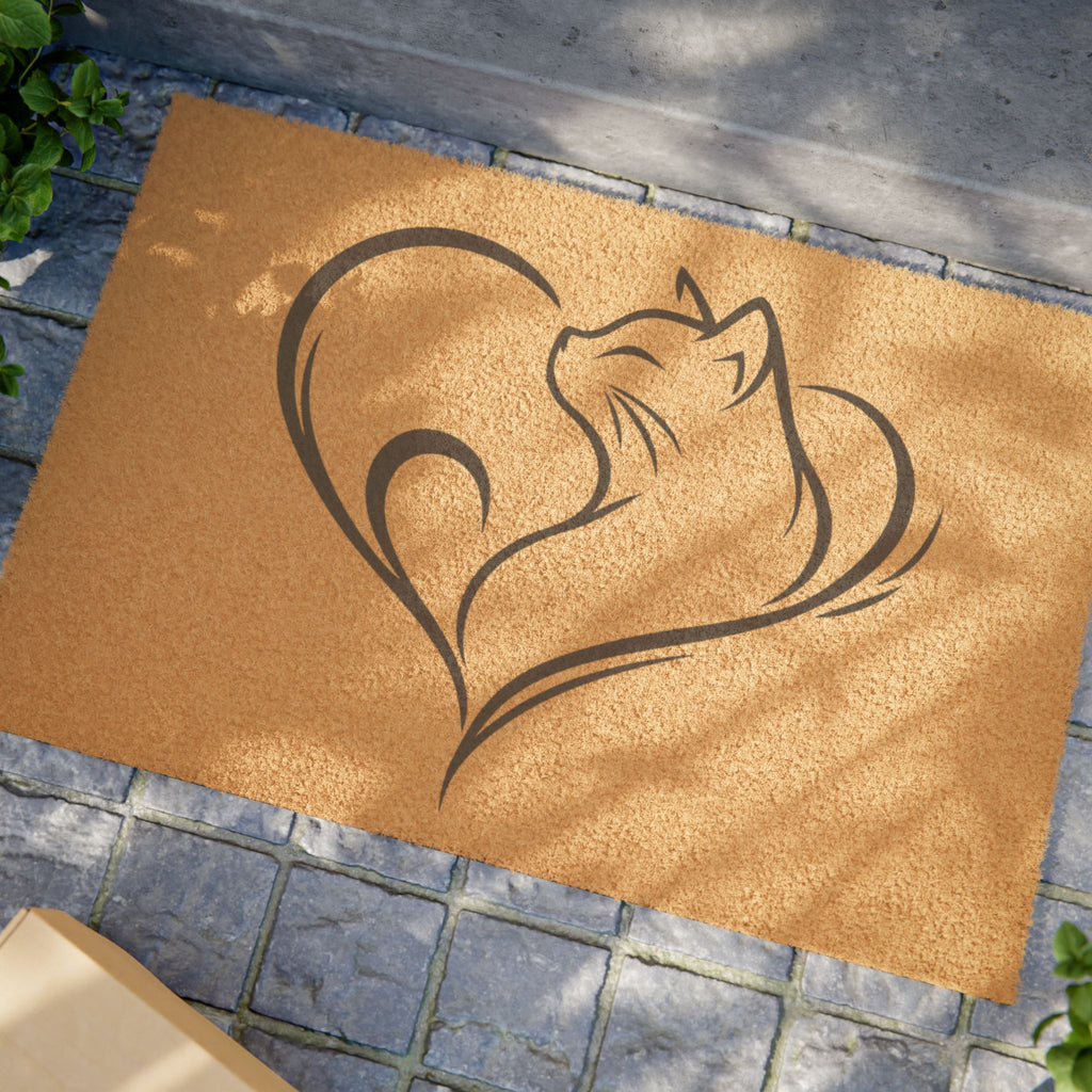 Cat Heart Doormat – Decorative Coconut Coir Welcome Mat for Cat Lovers