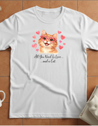 All You Need Is Love... and a Cat T-Shirt — Cute Heart Sunglasses Kitty Tee