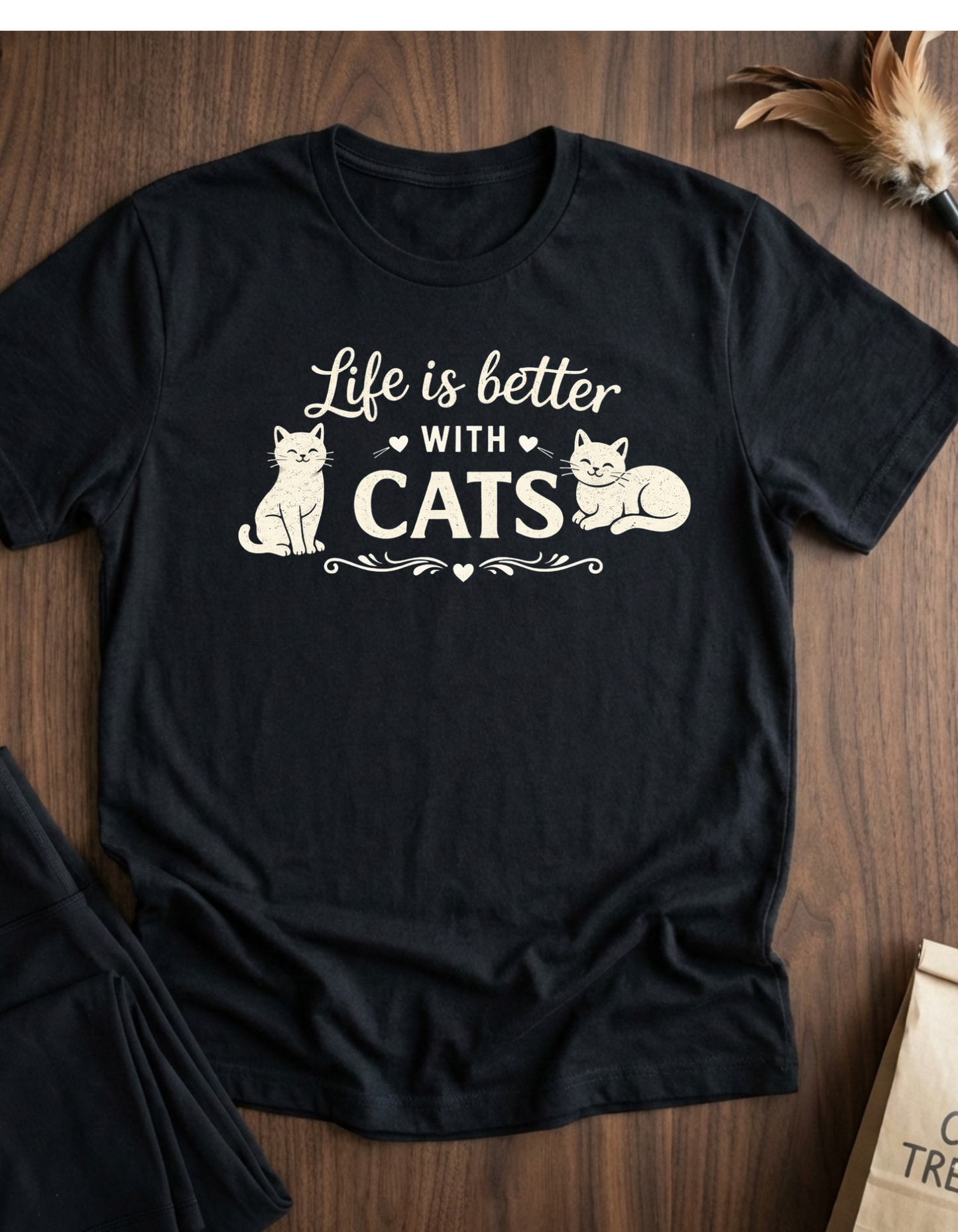 Camiseta "La vida es mejor con gatos" — Camiseta linda para amantes de los gatos