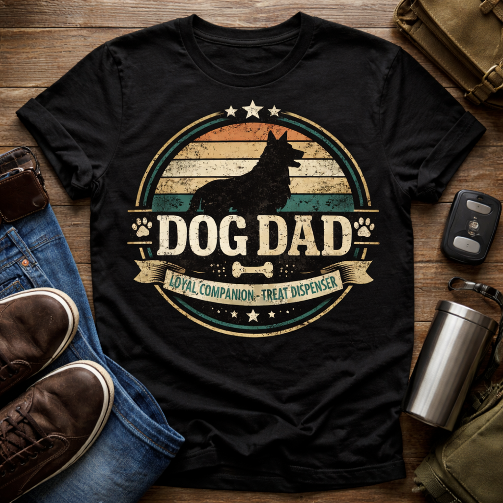 Dog Dad T-Shirt — Vintage Silhouette "Dog Dad" Graphic Tee for Pet Lovers
