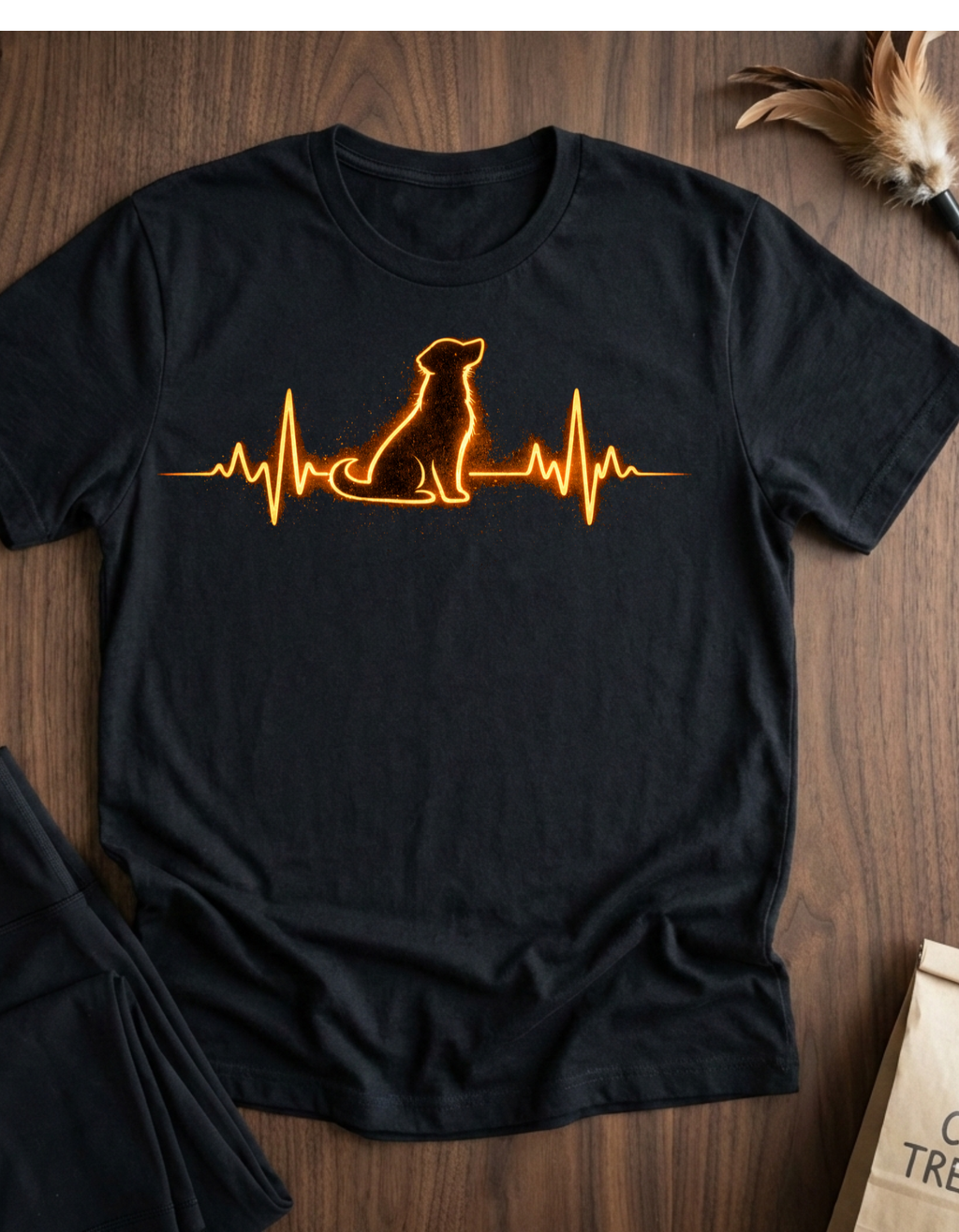 Dog Heartbeat T-Shirt — Neon Dog ECG Graphic Tee