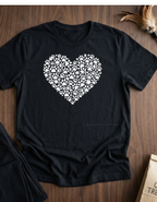Paw Heart T-Shirt — White Doodle Paw Heart Graphic Tee
