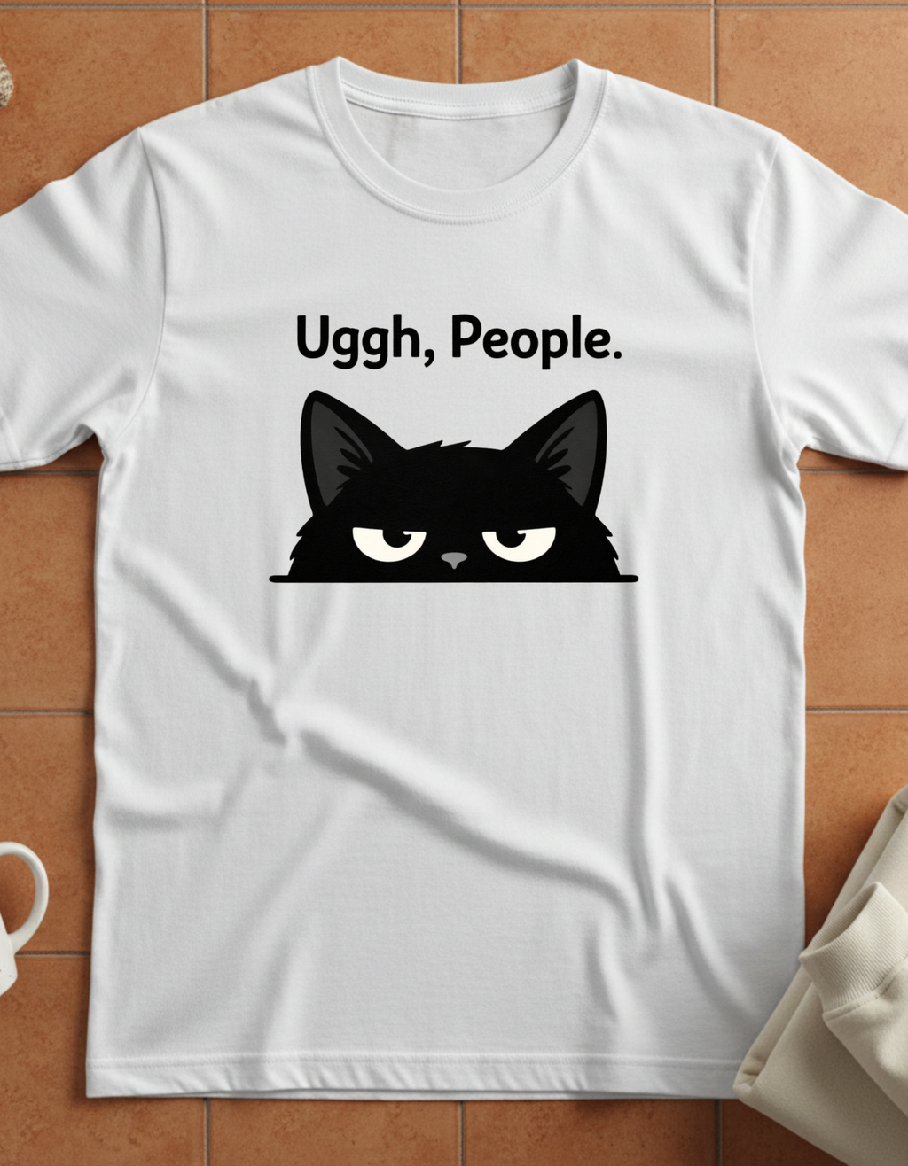 Uggh, People. Cat T-Shirt — Funny Grumpy Cat Graphic Tee for Cat Lovers