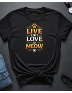 Camiseta "Live Love Meow": una linda camiseta con estampado de pata de gato para amantes de los gatos