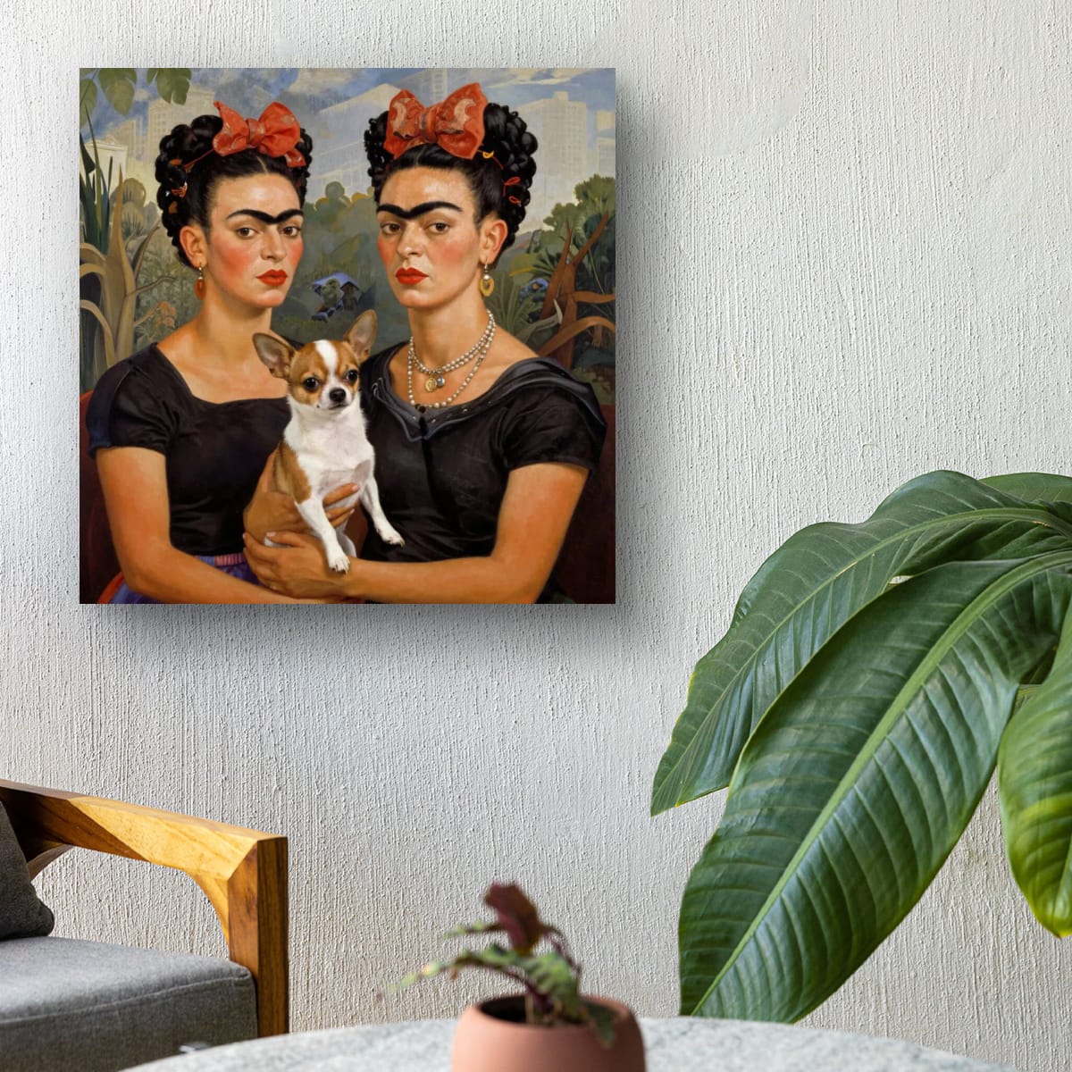 Póster de doble retrato de Frida Kahlo: Impresión icónica de autorretratos gemelos