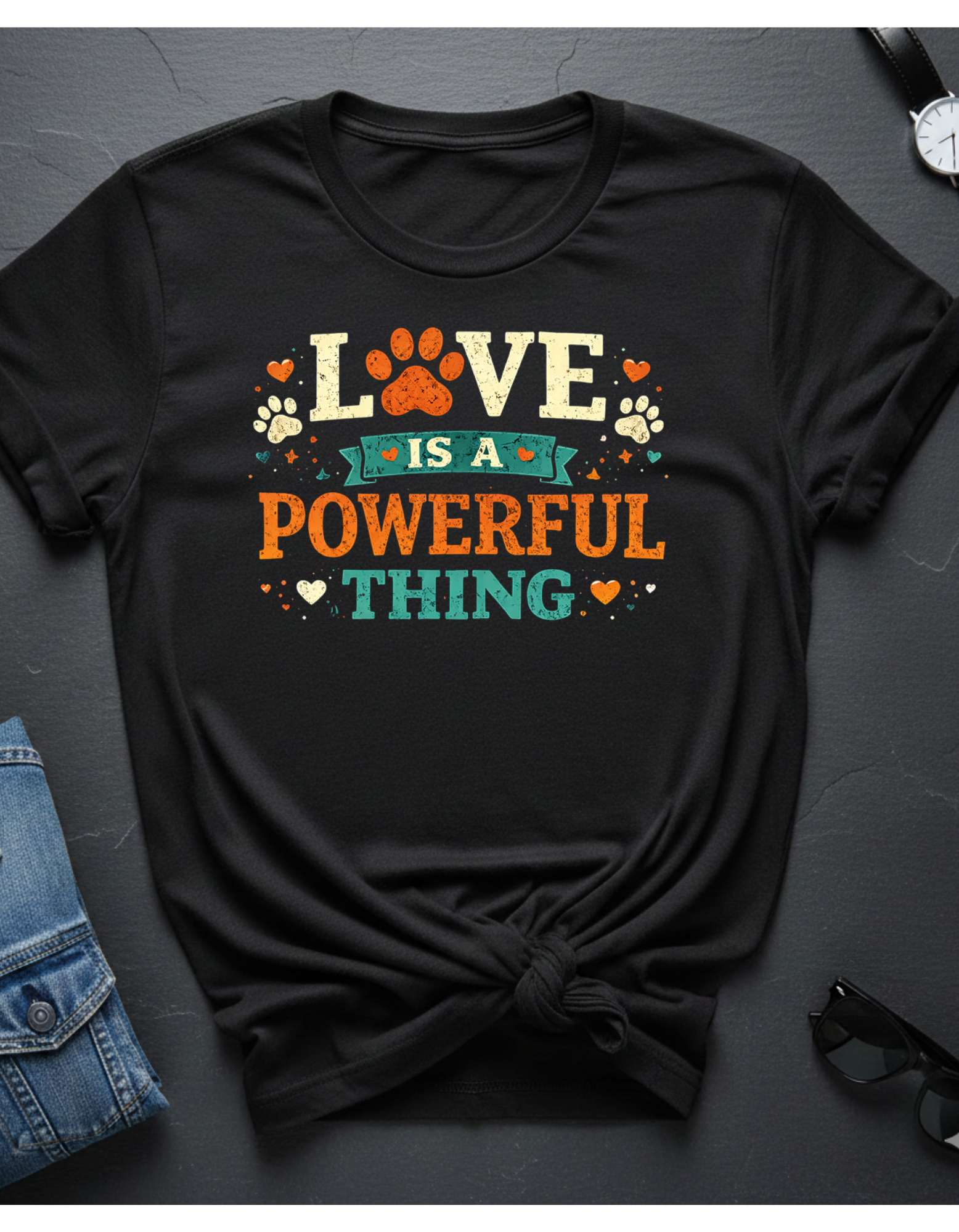 Love Is a Powerful Thing T-Shirt — Cute Paw Print Pet Lover Tee