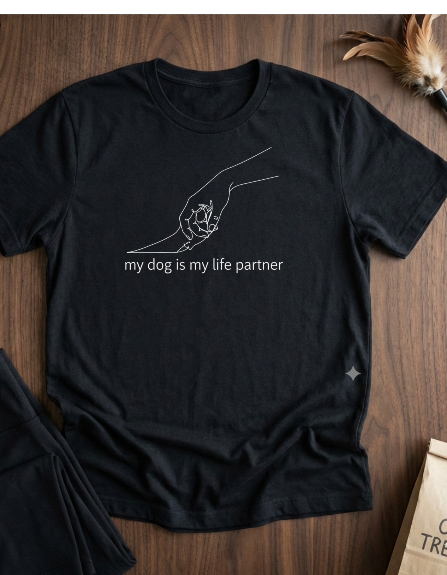 Dog Lover T-Shirt — "My Dog Is My Life Partner" Minimal Line Art
